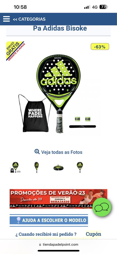 Raquete padel adidas bisoke