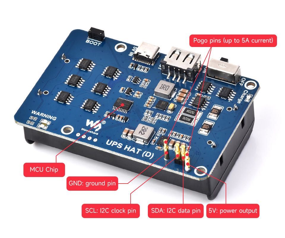 ДБЖ Waveshare UPS HAT (D) для Raspberry Pi на акумуляторах 21700