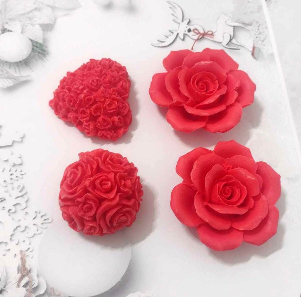 Mini mydełka 2 róże kula kąpielowa i serce z róż na prezent zestaw