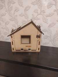 Деревянный домик декор упаковка ключница