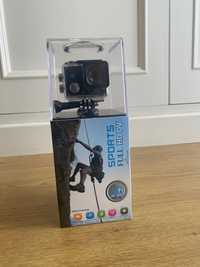 Action cam full HD com acessórios e caixa