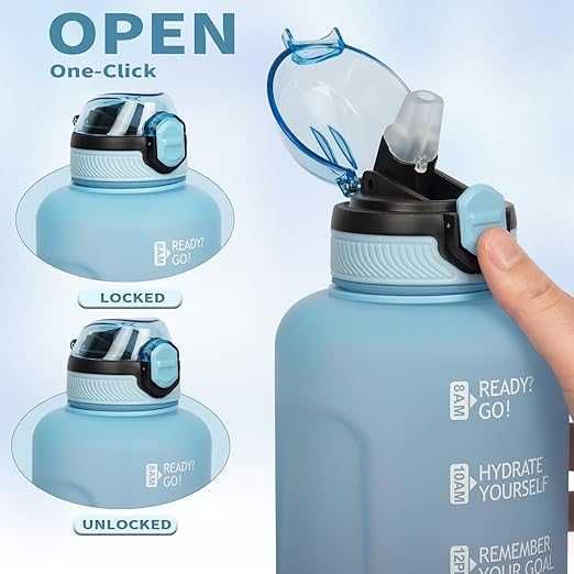 Sportowa butelka na wodę z tritanu 2l ze słomką i znacznikami czasu