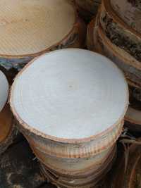 Plastry drewna brzozowego krążki winietki ok 13 cm szlif