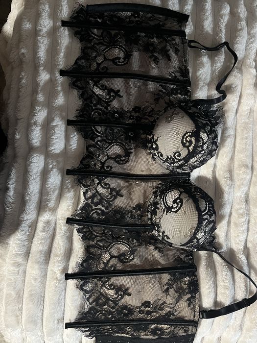 Корсет ажурний чорно-бежевий
