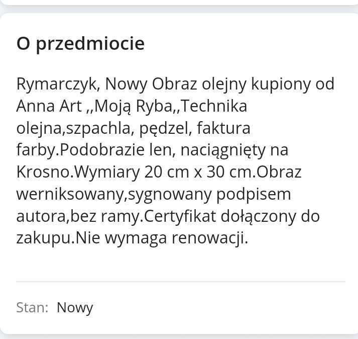 Obraz Rymarczyk ,,Moją Ryba,,