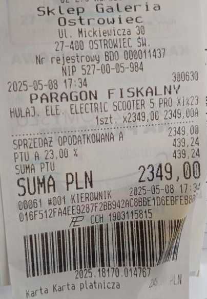 Hulajnoga elektryczna Xiaomi Pro 5 jak NOWA