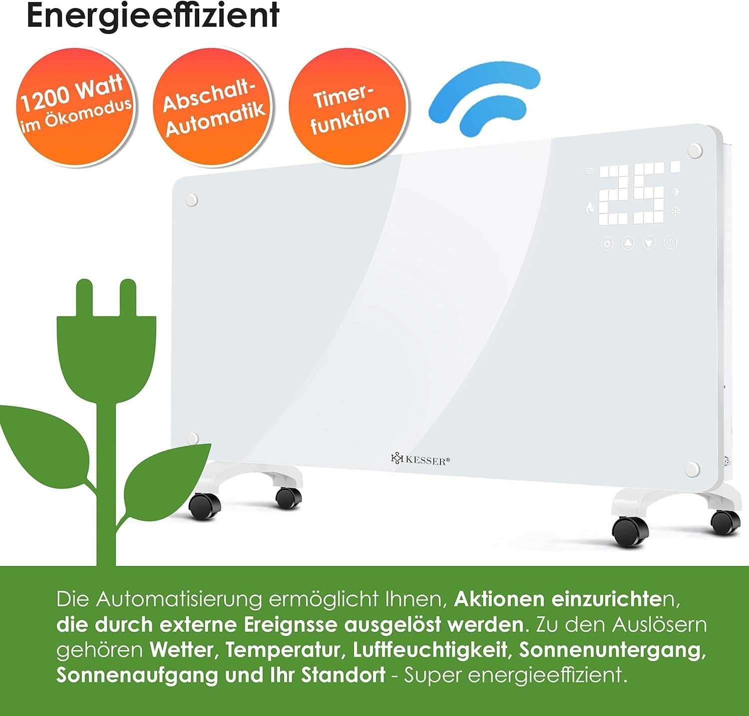 Grzejnik szklany KESSER / elektryczny konwektor/ nagrzewnica !4593!