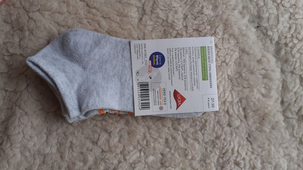 Nowe skarpetki dziecięce typu sneakers 27-30