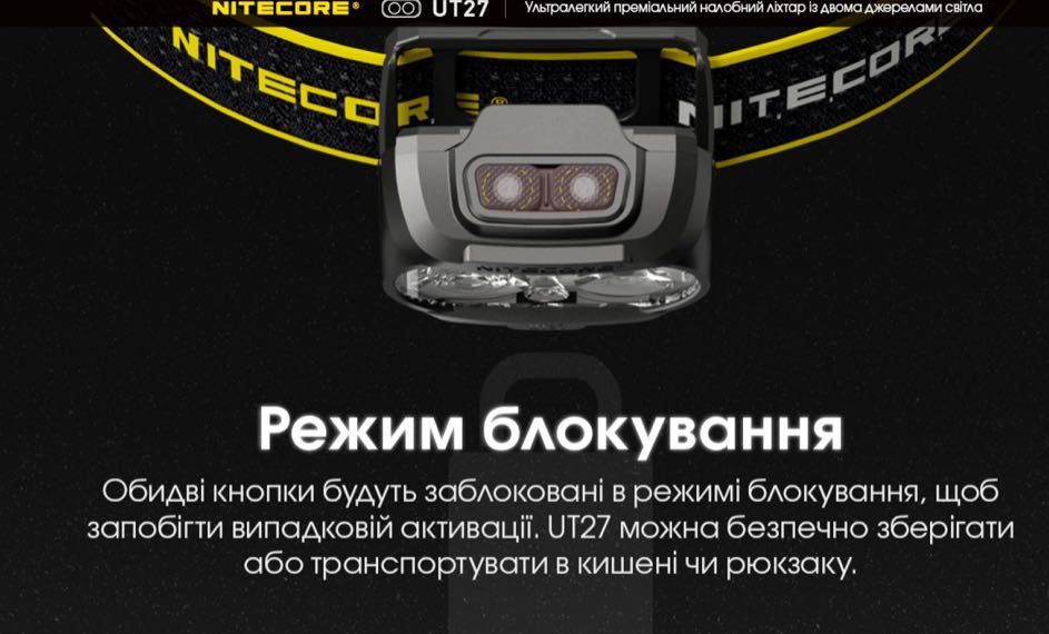 NITECORE UT27 Налобний ліхтар Гібрид Фонарик