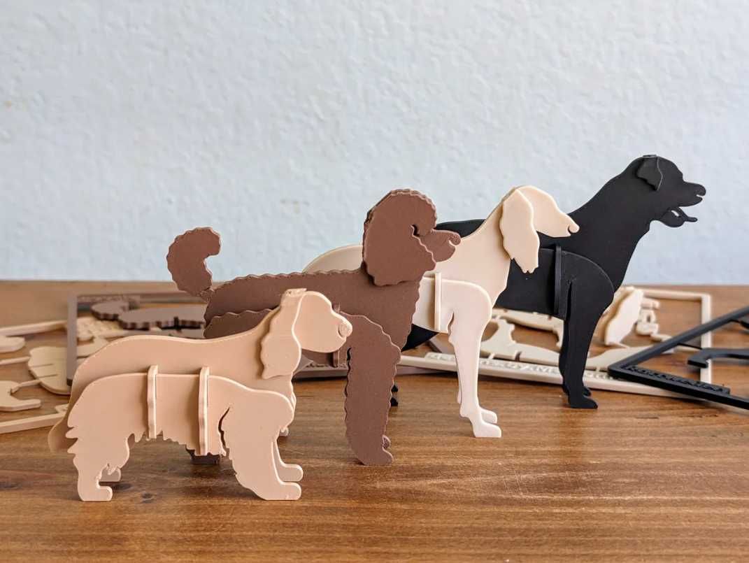 Puzzle 3D różne rodzaje psów