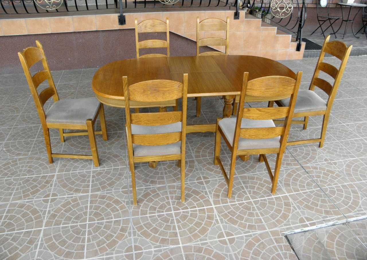Stół z 6 krzesłami dębowymi