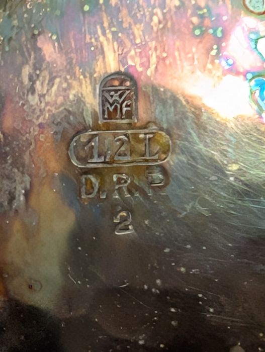 Komplet szklanek dzbanek w srebrzonych uchwytach lata 50: Ince belli