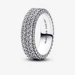 Anel Timeless Pavé Triplo Pandora em Prata de Lei 925 Novos