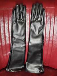 Перчатки женские черные длинные
