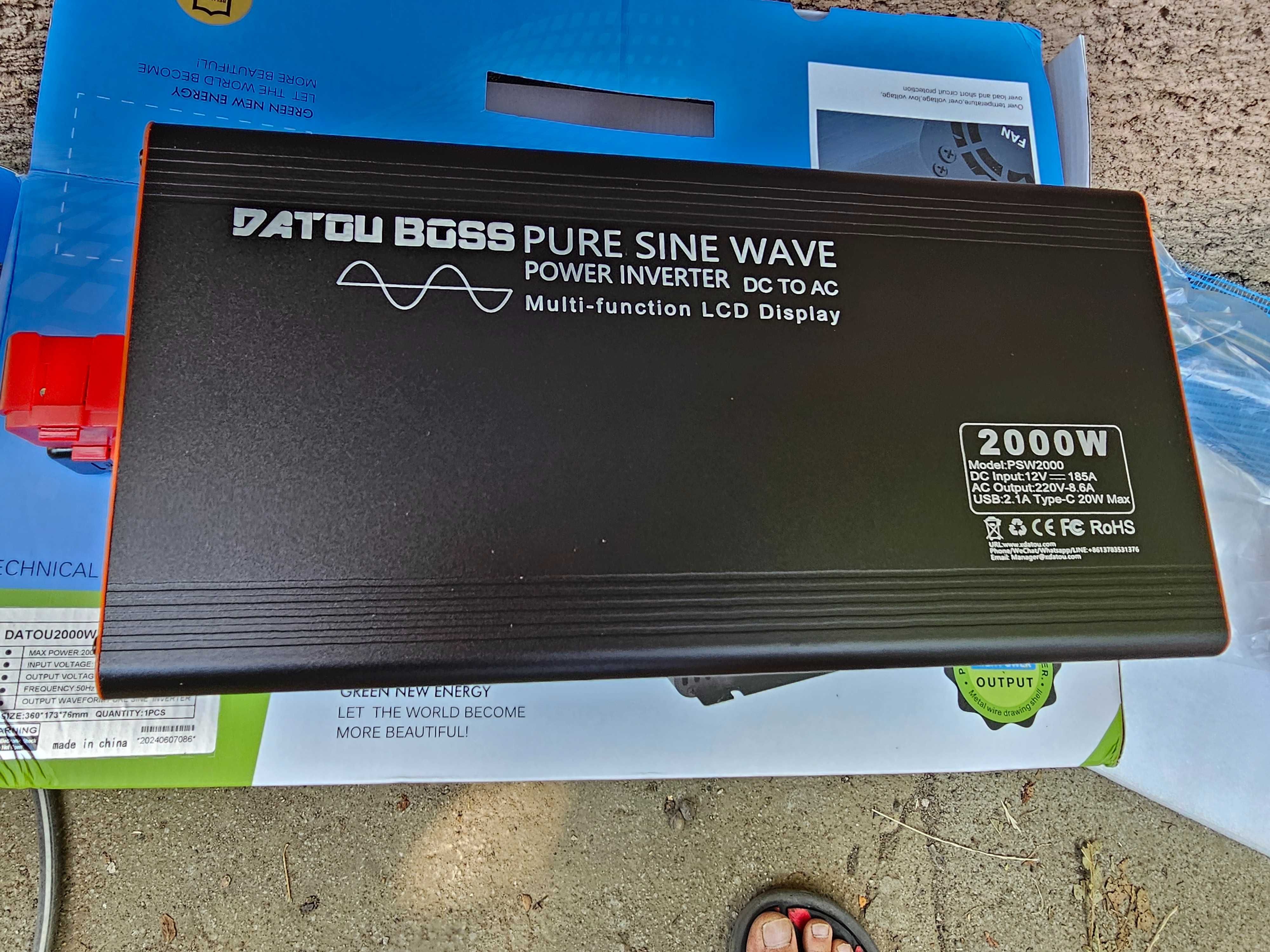 Інвертор з чистою синусоїдою Datouboss 12V-220V,2000W/4000W PSW-2000W
