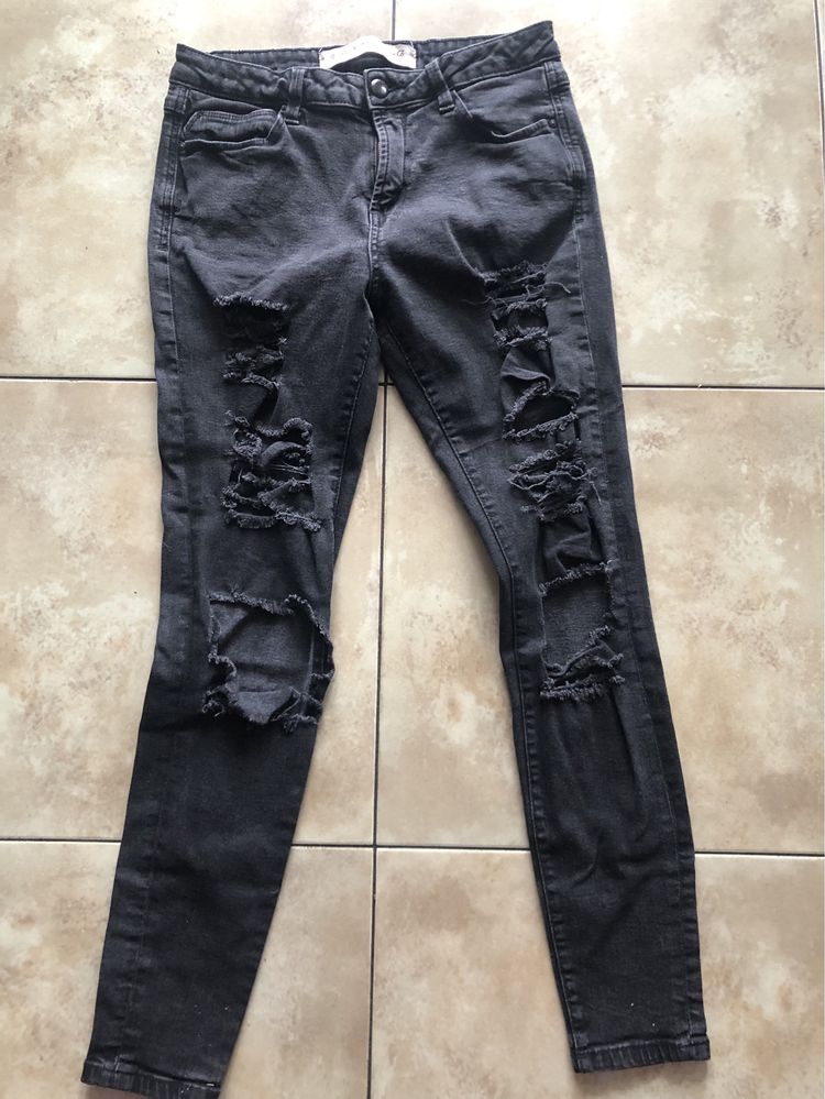 Denim Co Spodnie jeans z dziurami czarne 40