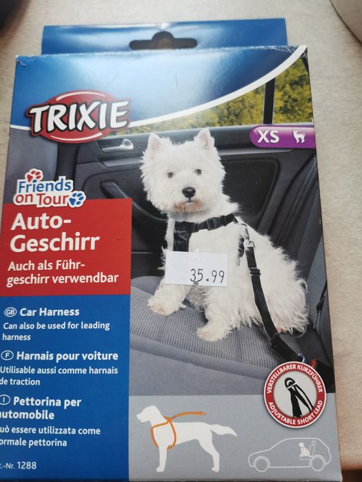 Szelki na psa XL z zaczepem do pasów samochodowych