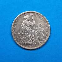 Peru 1/2 sola rok 1914, bardzo dobry stan, srebro 0,900