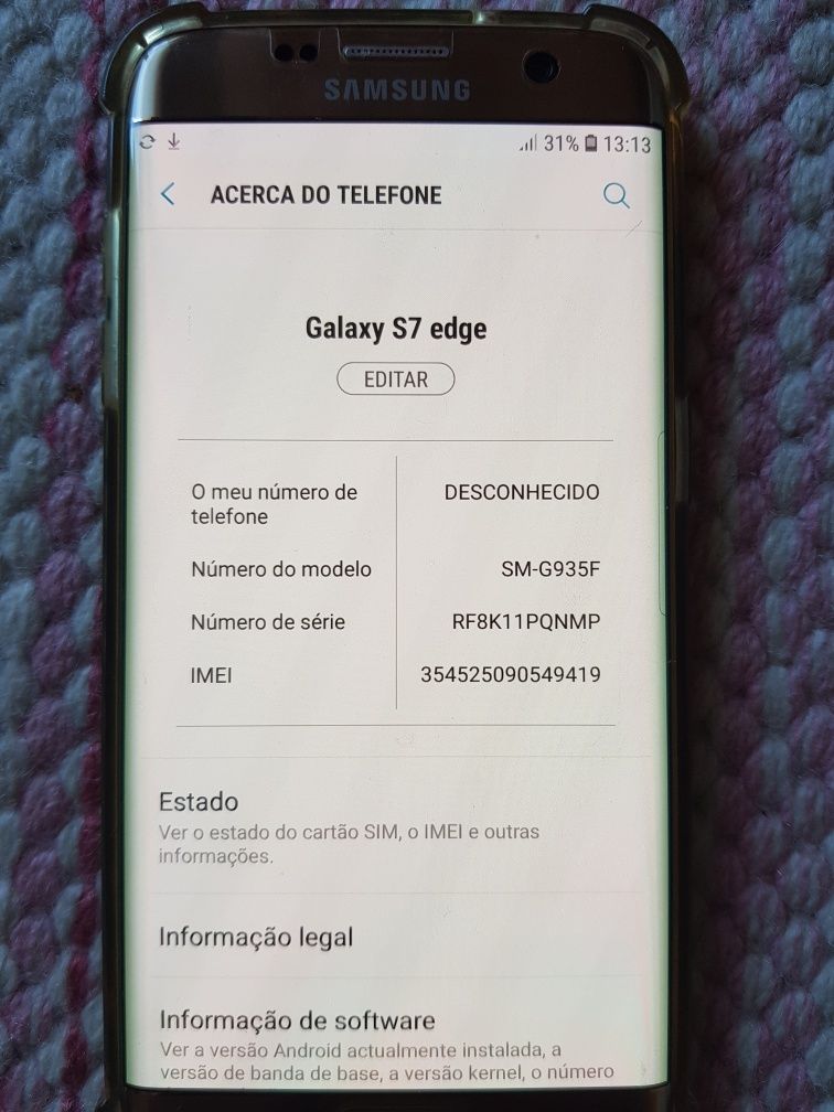 Telemovel Samsung Galaxy S7 edge, SM-G935F, android 8, 32 GB