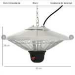 promiennik ciepła sufitowy, 1500 W z oświetleniem LED, taras, alumini