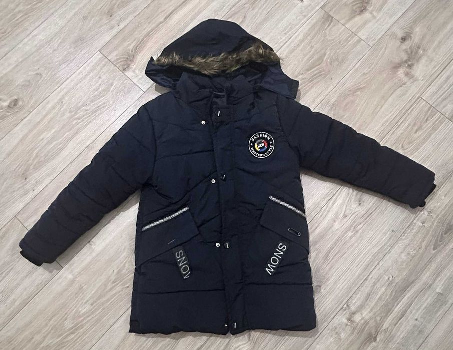 Теплий пуховик зимова куртка для хлопчика 10-12 років (136см)