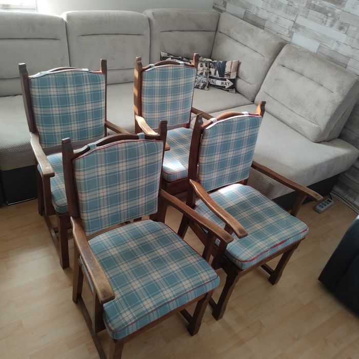 Krzesła ogrodowo - tarasowe drewniane z poduszkami 4 szt - Transport