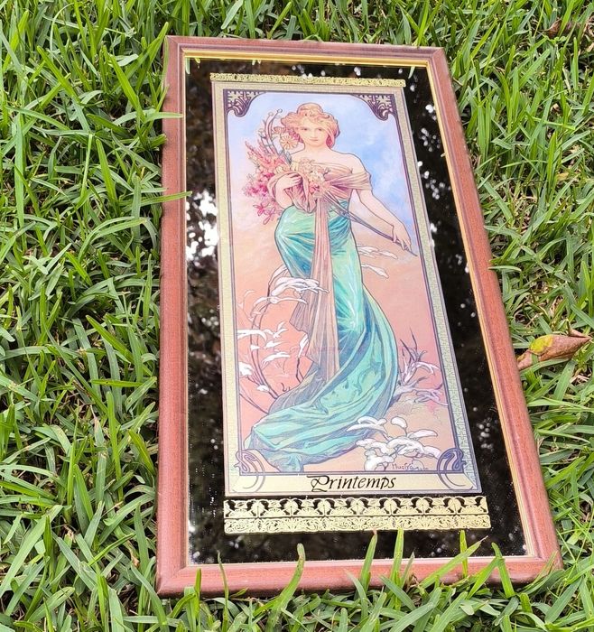 Quadro espelhado serigrafados ao estilo art nouveau relacionado com as