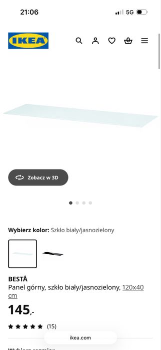 Besta panel górny biały 120x40 lub 240x40 szkło hartowane na komode