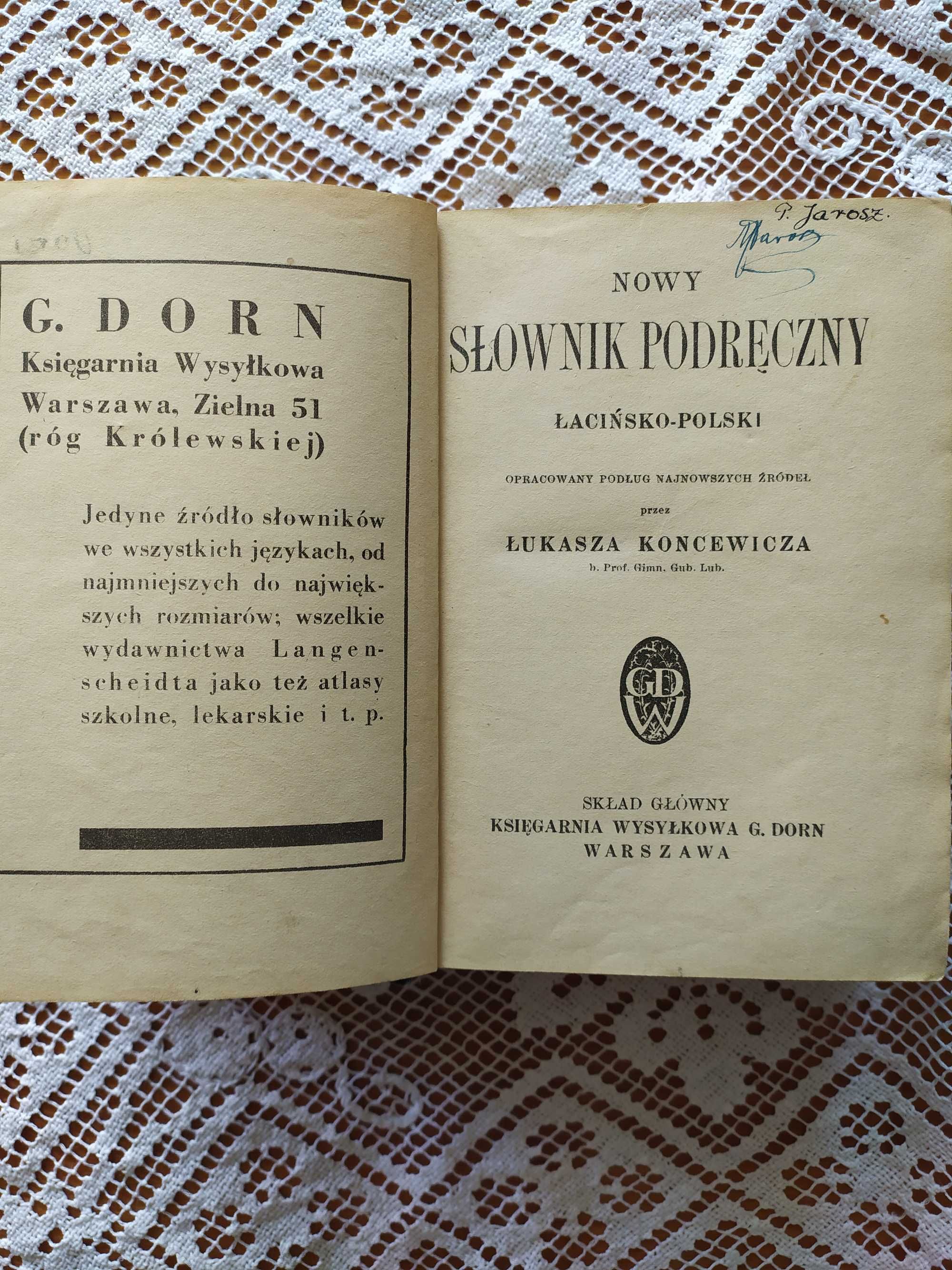 Nowy słownik podręczny łacińsko-polski, ok. 1930 r.  Łukasz Koncewicz