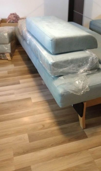 Sofa, kanapa narożna funkcja spania, rozkładana turkusowa