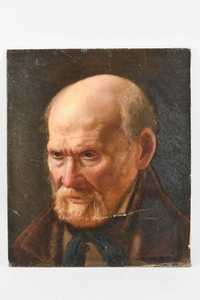 stary obraz portret mężczyzny z brodą XIX w