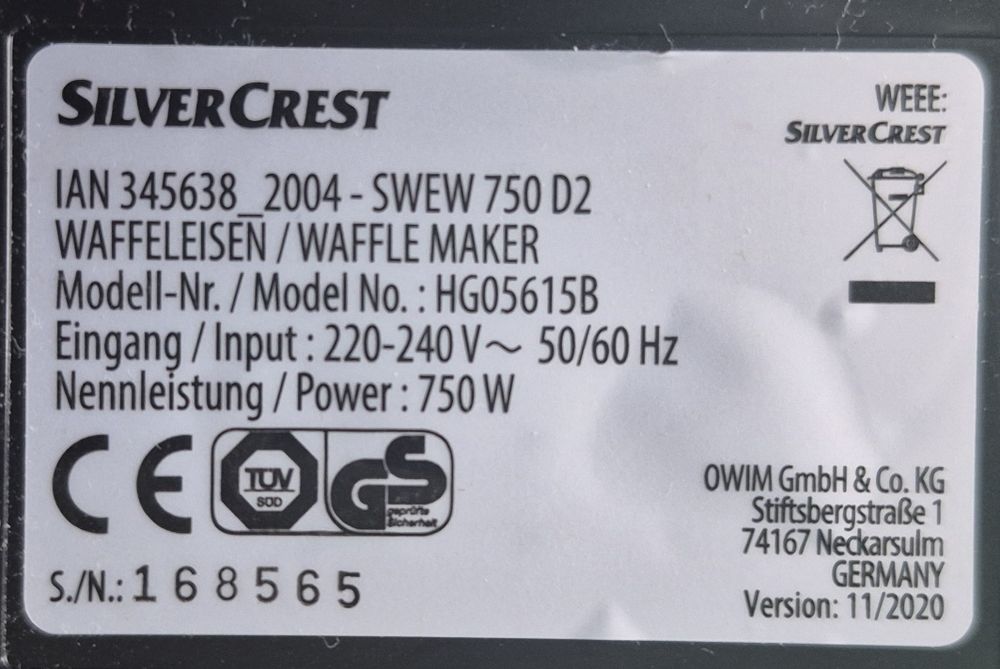 Opiekacz SILVER CREST 3w1 model HG05616B