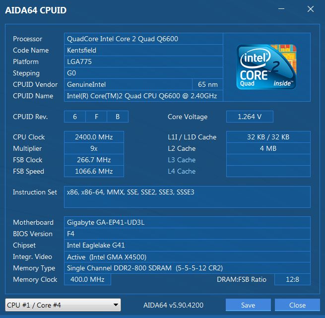 Четырехядерный Intel Q6600 2.4 Ghz, s775