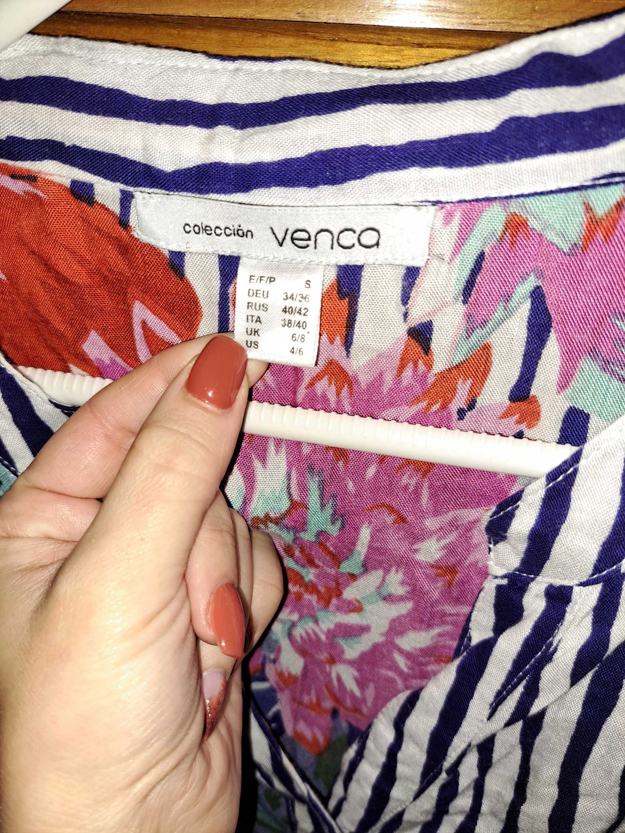 blusa/camisa às riscas azul, branco, rosa, verde - da Venca tamanho S