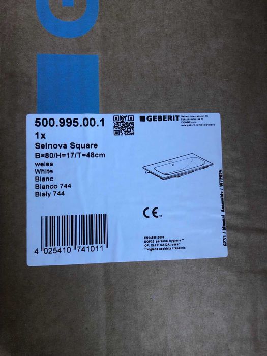 Умивальник Geberit Selnova Square 500.995.00.1
