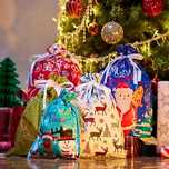 Torby foliowe świąteczne ze sznurkami na prezenty merry christmas 30sz