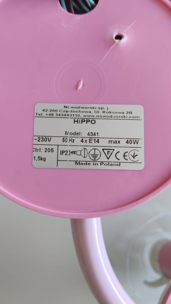 Lampa sufitowa różowa do pokoju dziewczynki