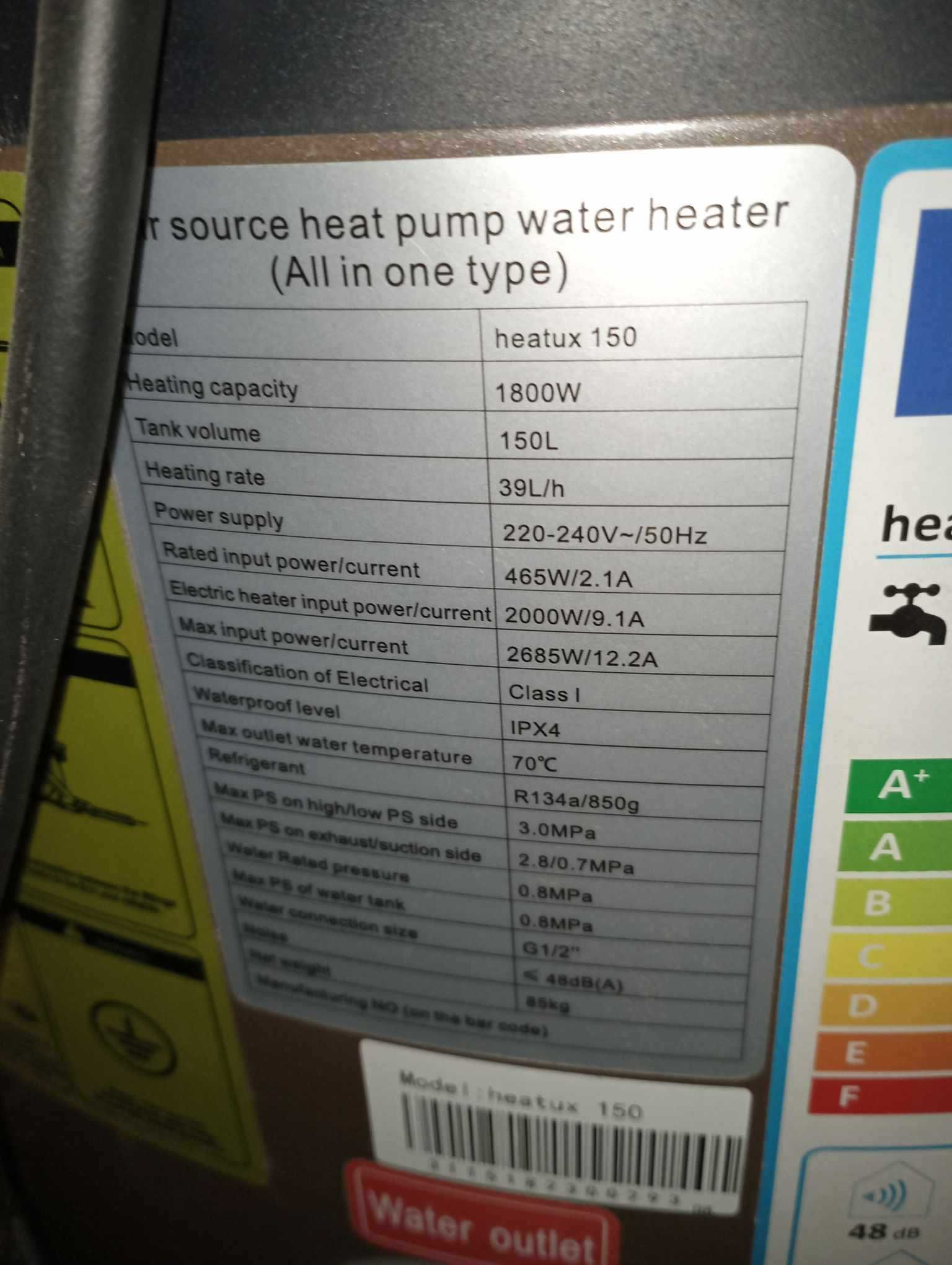 Pompa ciepła powietrzna CWU Heatux 150l