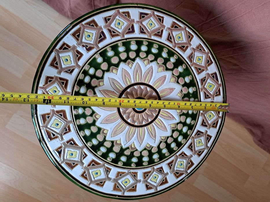 Антикварный керамический стол Майолика Птицы Животные. Нидерланды.