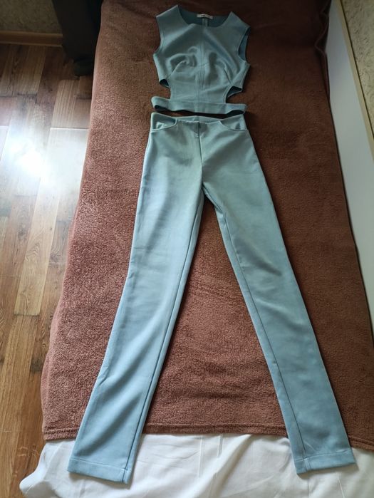 Замшевий жіночий костюм THIERRY блакитного кольору