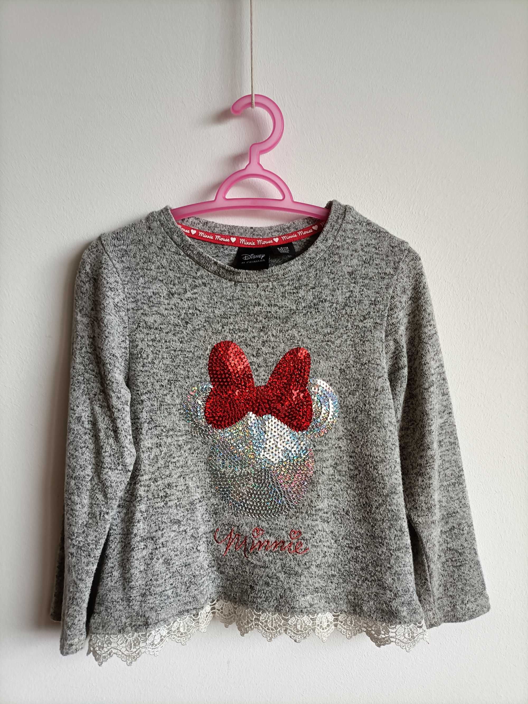 Primark sweterek bluza Minnie dla dziewczynki 3-4lata 98-104cm szara