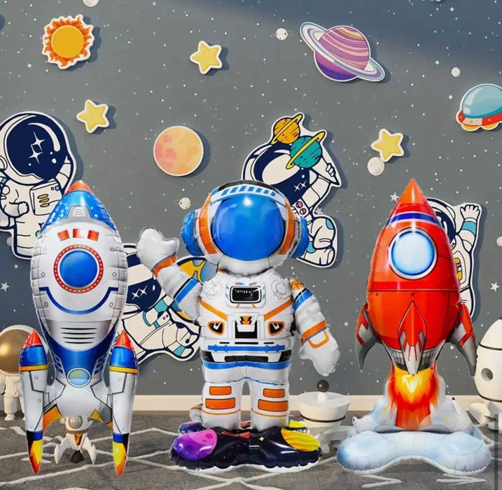 Zestaw Balony Astronauta Rakieta Happy Birthday Kosmos 3 sztuki