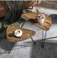 Stolik stoliki kawowy zestaw dwóch dąb rustykalny loft industrialny