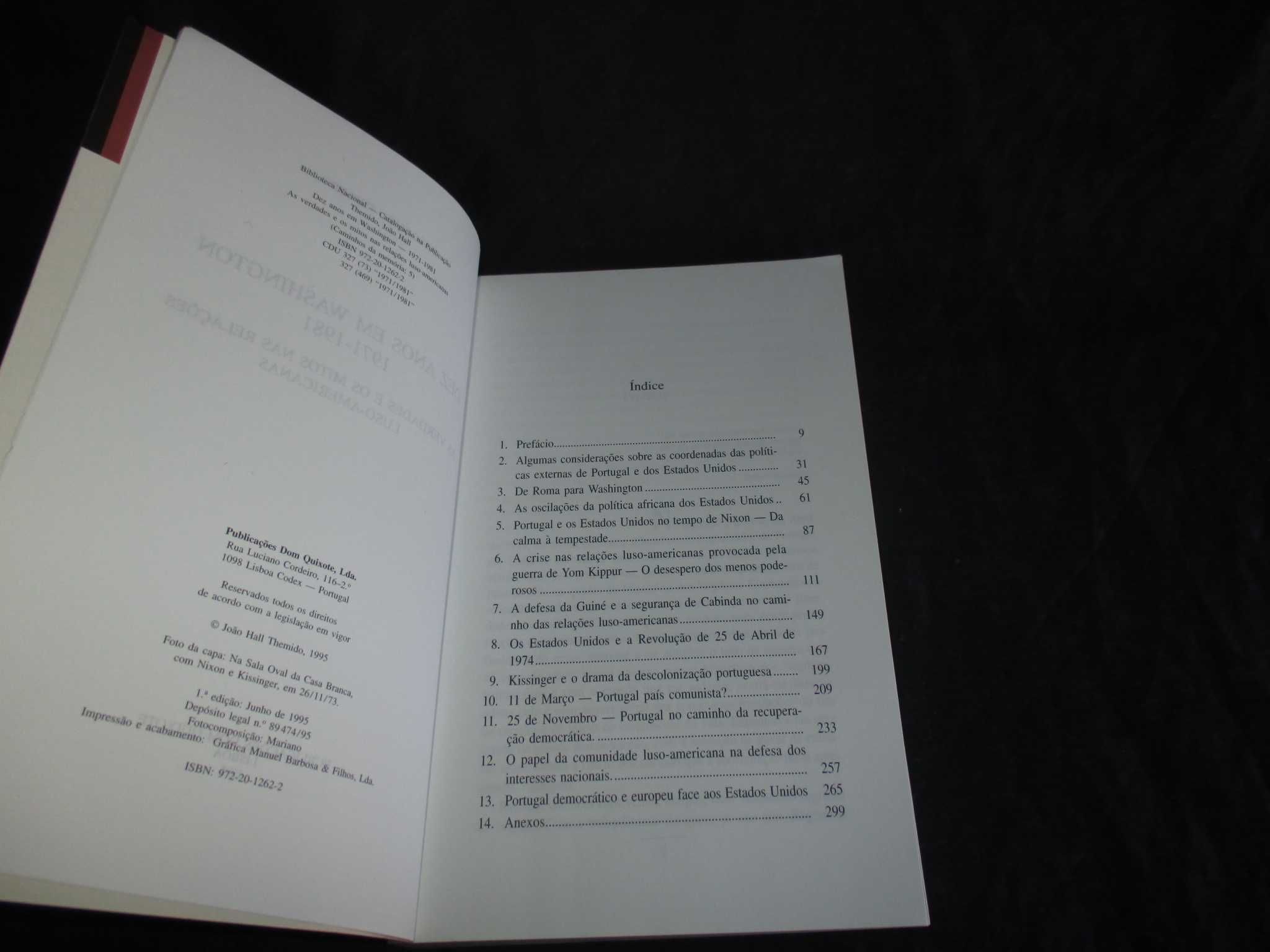Livro Dez Anos em Washington João Hall Themido 1ª edição 1995
