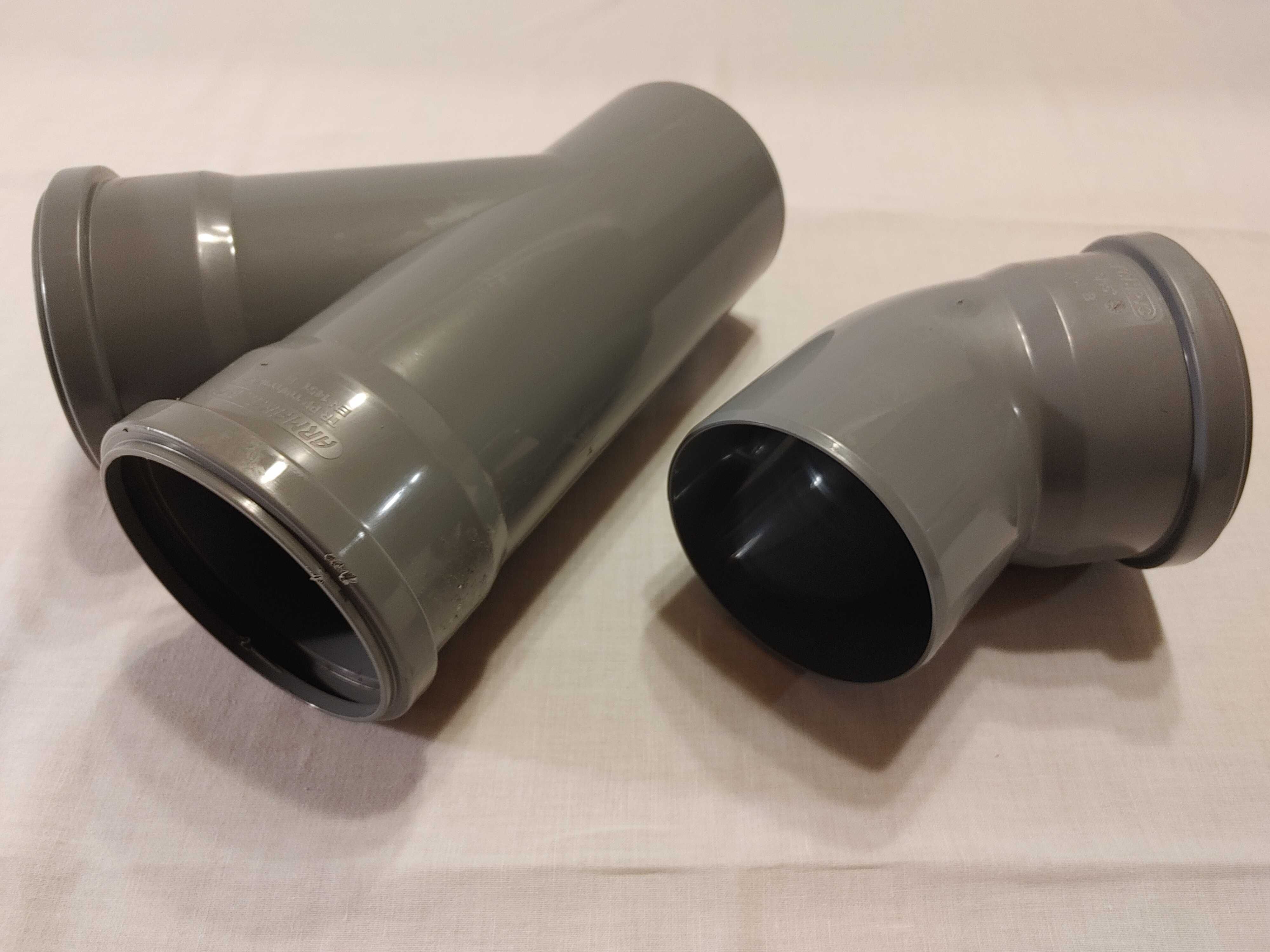 Szare rury PVC - kolano i trójnik - średnica 105 mm