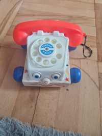 Antyk Fisher Price vintage telefon 1961 Belgia zabytkowy dzwoni jezdzi