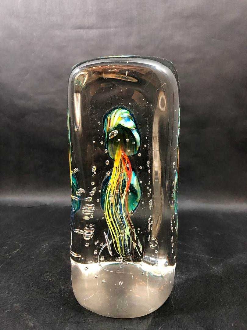 MURANO|Art Glass Vintage Aquário em vidro com medusas Assinado. SÉC XX