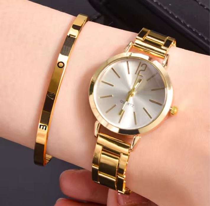 Relogio feminino com pulseira en aço cor dourado ou rosa gold