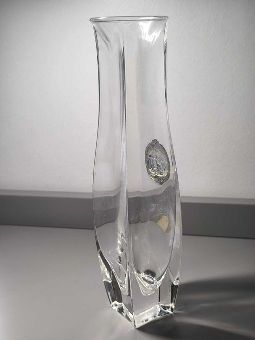 Vaso em Cristal com Aplicação Metálica