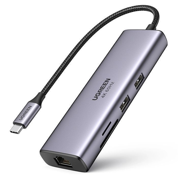 HUB 7w1 Ugreen USB-C / 2x USB-A 3.2 HDMI 4K SD TF USB-C PD 100W RJ45